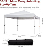 CABIHOME Quick Setup Pop Up Canopy Tent 10x10ft – Waterproof Outdoor Gazebo Shelter with Mesh Sidewalls & Mosquito Netting, Portable Folding Tent for Camping, Patio, Backyard, Events