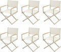 Grand patio Extra-Wide 6-Pack Directors Chairs, Folding Dining Chair Set of 6 with Sling and Woodgrain Armrests, Outdoor, Apricot
