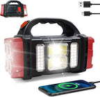 Versatile Solar Flashlight with Dual Charging Modes | 4 Light Modes USB/Solar Powered| Portable Emergency Charger & Outdoor Camping Light (Red)