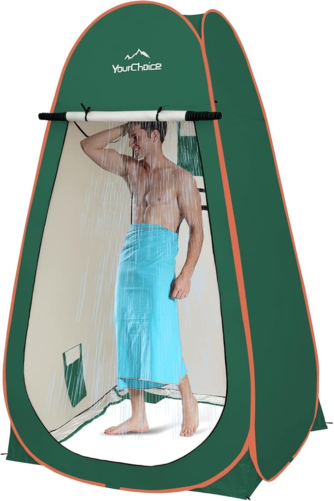 Your Choice 3.9x3.9x6.9FT Pop Up Privacy Tent, Large Portable Camping Changing Room with 2 Storage Pockets & 4 Sandbags, Outdoor Shower & Toilet Shelter for Beach, RV, Camping & Hiking