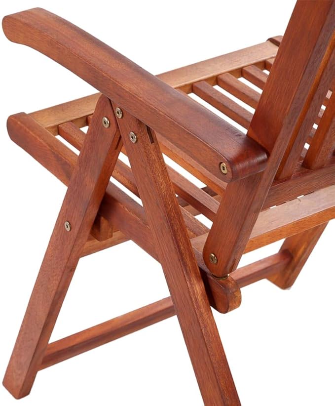 vidaXL - Patio Folding Chairs 6 Pcs - Camping Garden Lawn Chair - Solid Acacia Wood - Adjustable and Foldable - Brown Retro Style - 22.4" x 27.2" x 43.7"