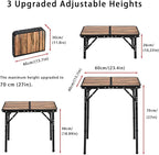 Mini Folding Camping Table - 2ft Lightweight Adjustable Height with Carry Handle, Anti-Stain Desktop for Outdoor Glamping/Picnic/Patio & Indoor Decor (24" L×16" W)