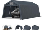 MFSTUDIO 13x22 Heavy Duty Carport, Outdoor Shades Portable Storage Shelter Garage with Rolled up Zipper Doors, Extra Large Car Canopy Tent with Roll-up Sidewalls for Boat Truck Party