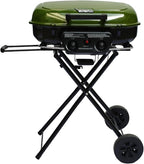 2-Burner Portable Propane Gas Grill, 2-in-1 Camping Propane Grill with Porcelain-Enameled Griddle & Grill Grate for Outdoor Camping Picnics Backyard Cooking, Green