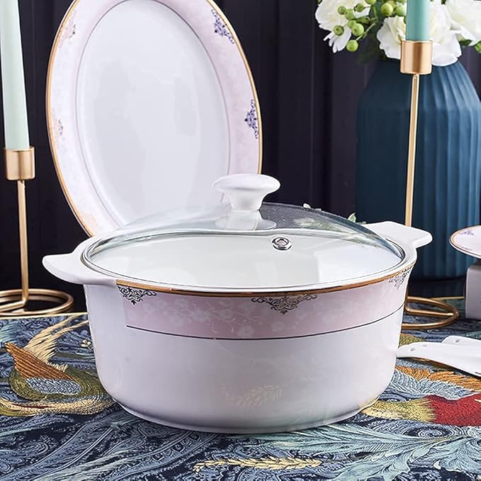 Dinnerware Sets Dish Set 60PCS Ceramic dinnerware Set Bone China Tableware Dishes Plates Ceramic Combination Dinner Service Set Porcelaine Service for 10 (60 Pieces of Prince Pot)