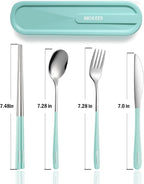 Travel cutlery set, 18/8 stainless steel cutlery, Reusable utensils set with case, Portable Silverware Lunch Box for Camping and Office (Bule)
