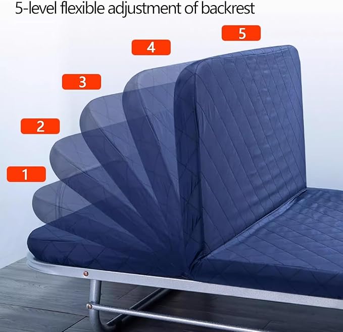 Folding Camping Bed 4 Position Adjustable Backrest Camping Cot with Mattress Sleeping Cots for Adults Load 400lb Folding Cot