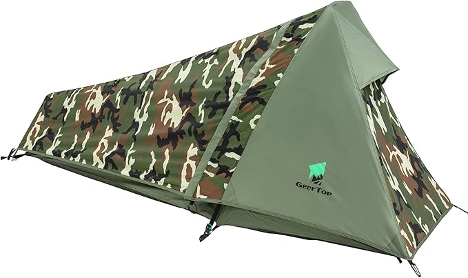 GEERTOP Ultralight Bivy Tent for 1 Person 3 Season Waterproof Single Person Backpacking Tent for Camping Hiking Backpack Travel Outdoor Survival Gear