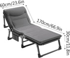 Camping Cot Built-in Headrest, 4-Position Folding Chaise Lounge Chair, Lightweight Tent Cot, Portable Folding Bed for Sleeping