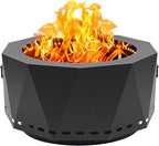 Smokeless Firepit Outdoor-25 Inch Large Smokeless Fire Pits for Outside with Handles, Portable Low Smoke Metal Wood Stove for Camping, Patio, Backyard, Garden, Picnic-XL