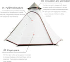 GeRRiT Tents for Camping 4 Person, Waterproof Pyramid Teepee Tent Adult Tent Waterproof Double Layers Indian Tent Yurt Tent Tower Post Bell Tent for Outdoor Family Trip Hello
