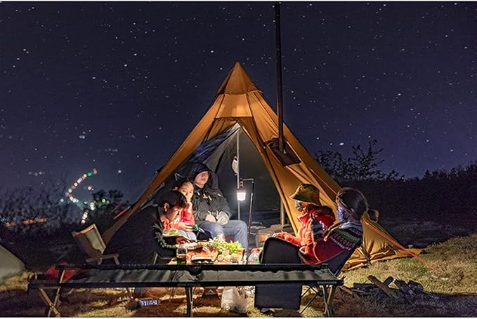 GeRRiT Pyramid Tent Indian Shelter Anti-Rainstorm Outdoor Camping Tent Yurt Tent with Stove Hole Family Teepee Tent