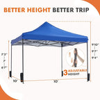 OLIXIS 10x10 Ft Pop Up Canopy Tent, Waterproof Portable Outdoor Shade Canopy with Sand Bags for Beach, Backyard Parties & Events, Royal Blue