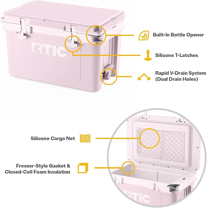 RTIC Ultra-Light 32 Quart Hard Cooler Insulated Portable Ice Chest Box for Drink, Beverage, Beach, Camping, Picnic, Fishing, Boat, Barbecue, 30% Lighter Than Rotomolded Coolers