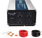 WZRELB 1800W Pure Sine Wave Inverter 24V DC to 110V 120V AC Power Converter with LED Display, Off-Grid Portable Power Inverter with 4 AC Outlets for Home, RV, Truck, Camping