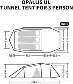Naturehike Opalus 4 Season Camping Tent, Waterproof 2-3 Person Backpacking Tent, Double Layer Tunnel Winter Tents for Camping