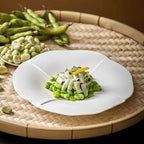 Camping Plates 8-inch Hotel Kitchen Tableware Ceramic Irregular Plate Creative Chinese Club Special-Shaped Lotus Leaf Vegetable Shallow Decorative Plate(9 in)