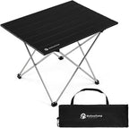MellowCamp Camping Side Table, Ultralight Aluminum Folding Table, Small Compact Portable Ideal for Beach, Outdoor Cooking, Hiking, Camping, Picnics (Black,Medium)