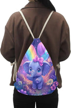 Upetstory Elephant Drawstring Backpack Lightweight Draw String Bag Cinch Sack Pack School PE Kids Bags Travel Storage Pouch for Gym Traveling Yoga Outdoor Sports Active Exercise Fitness