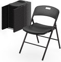 Bonnlo 20-Pack Black Plastic Folding Chairs, Portable Seat with Sturdy Steel Frame for Indoor & Outdoor Use, Perfect for Banquet, Party, Wedding, Office, and Camping
