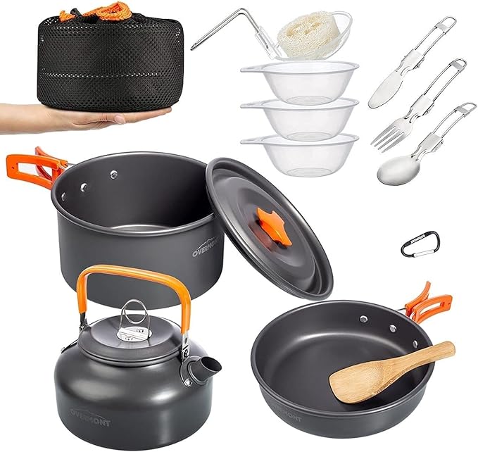 MDybf Small teapot Combo Set Pot Camping Combo Set Pot Tableware Portable Outdoor cookware Pot Hard softened Aluminum