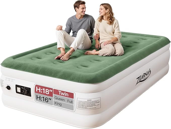 Twin Air Mattress with Built Pump, 16" Durable Blow Up Mattress Airbed, Comfortable Top Surface Inflatable Mattress for Camping Home & Portable Travel