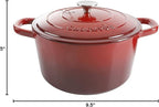 Crock Pot Artisan 5-Quart Round Enameled Cast Iron Dutch Oven – Red, Durable Heavy-Duty Cookware for Slow Cooking, Roasting, Baking with Lid