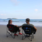 KingCamp Oversized Saucer Round Camping Chair Portable Padded Outdoor Folding Chair for Adult with Cup Holder Back Pocket Carry Bag, Support Up to 300lbs, Blue