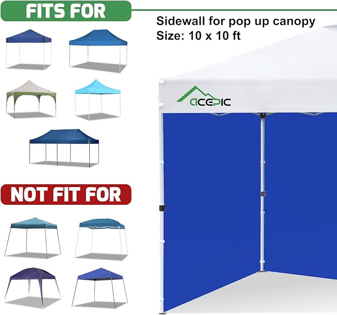 Sidewalls for 10x10 Pop Up Canopy, 210D Polyester Waterproof Canopy Sidewalls with UV Protection, Sunwall Only (Cosmic Blue, 10 * 10ft 3PCS)
