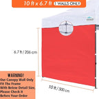 Sunwall for 10x10 Pop up Canopy, Instant Canopy Tent Sidewall, 1 Pack Sidewall Only (Red)