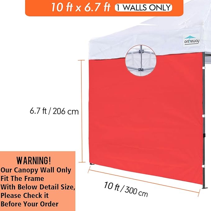 Sunwall for 10x10 Pop up Canopy, Instant Canopy Tent Sidewall, 1 Pack Sidewall Only (Red)