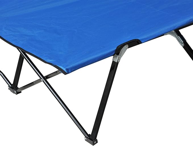 2 Person Folding Camping Cot for Adults, 50" Extra Wide Outdoor Portable Sleeping Cot with Carry Bag, Elevated Camping Bed, Beach Hiking, Blue