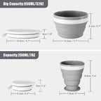 Odoland Camping Collapsible Silicone Cup and Bowl Set, Portable Mess Kit with Stainless Steel Spork and Lid for 1 Person Backpacking, Family Cookware, Hiking, Picnic, Travel
