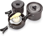 Camping Cookware Camping Pot Outdoor Cooking Set Mountaineering Backpacking Tableware Kit for Travel Hiking Picnic Black Picnic Utensils