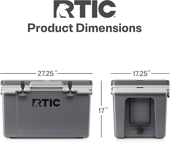 RTIC Ultra-Light 52 Quart Hard Cooler Insulated Portable Ice Chest Box for Beach, Drink, Beverage, Camping, Picnic, Fishing, Boat, Barbecue, 30% Lighter Than Rotomolded Coolers