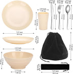 Kyraton Camping Utensils - Travel & Picnic Mess Kit, Silverware Set Includes Knife, Spoon, Fork, Cup, Bowl, Plate - Camping Essentials for 2
