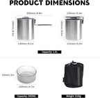 Duo Camping Cooking Set 1.6L Stainless Pot Hiking Picnic Cookware Dishes Tableware Utensil for Tourism