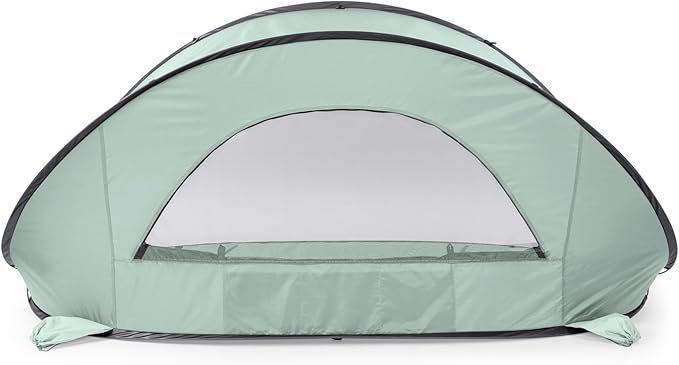 Picnic TIME Manta Portable Beach Tent, Fully-Assembled Pop Up Tent, Beach Shade and Sun Shelter, Instant Outdoor Shade with Carrying Bag for Outdoors and UPF50+ UV Protection, (Light Green)