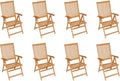 Reclining Patio Chairs 8 pcs,Bistro Table and Chairs Outdoor,Portable Camping Chair,Lawn Chair,Garden Chair,7 Reclining Positions,for Yard, Balcony, Porch, Solid Teak Wood