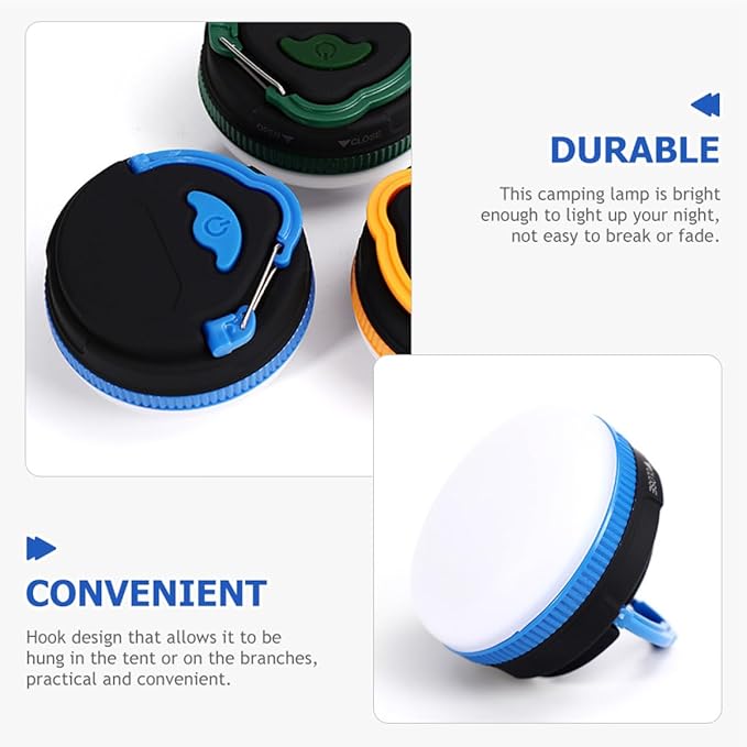 Luxshiny Portable Blue LED Camping Lantern with Hook Battery Operated Tent Light for Outdoor Hiking Fishing Emergency and Backpacking Lightweight and Easy to Hang
