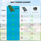 KASIMO Memory Sleeping Pad for Camping, 3" Compact Ultra-Thick Foam Sleeping Mats with Pillow, 9.5 R-Value Insulated Camping Mattress Pad or Car Travel Backpacking Tent,Home