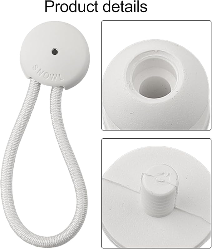 5 PCS Bungee Shock Cord Clip with Knobs, Pull Tie Down Tarp Canvas Knobs for Camping Tents Cargo Pool Awning Car Cover Holding Wire Hoses(White)