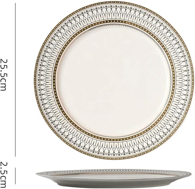 Camping Plates Ceramic Dinner Plate Snack Plate Fruit Plate Restaurant Western Food Plate Steak Plate Kitchen Restaurant Tableware Decorative Plate(25.5cm)