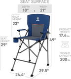 EVER ADVANCED Tall Camping Directors Chair with Cup Holder 31", Bar Height Folding Chair for Camping, Sports with Carry Bag, Mesh Pockets and Footrest, Heavy Duty 300 lbs, Blue