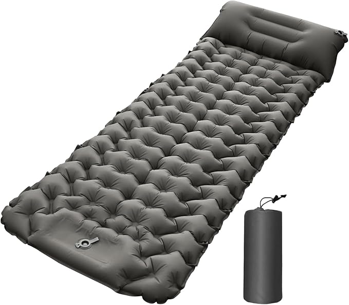 Inflatable Camping Mat - Compact Portable Airbed Mattress Pillow | Lightweight Backpacking Sleep Mat - for Outdoor Travel Backpacking Hiking Tent Car Truck SUV Women Men