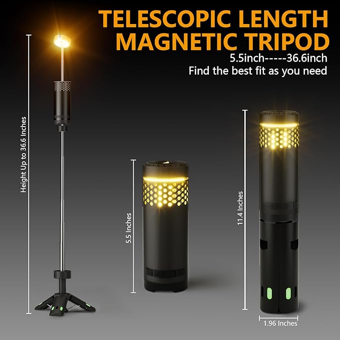 Telescopic Camping Light,10000mAh Rechargeable Camping Lantern,Collapsible LED Tent Light,IPX5 Waterproof, Magnetic & Portable