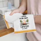 4Pcs Camping Kitchen Towels White Absorbent Dishcloth Bonfire Tent Car Tea Towels 24 x 14 Inches with Funny Sayings Novelty Gifts for Campers Happy Camper Camping Accessories for Rv Campers