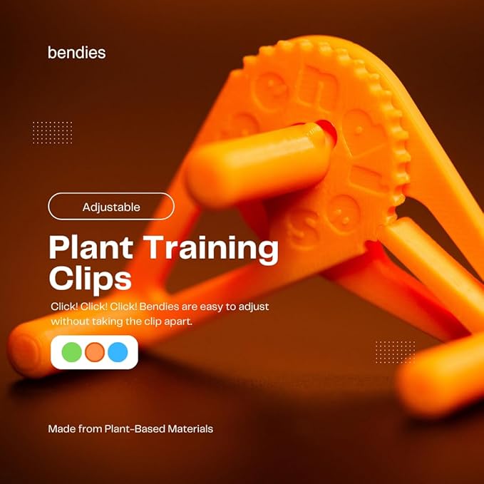 Bendies LST Plant Training Clips 50 Pack - v2.0 Adjustable Low Stress Support Clips for Stem Bending, Grow Tent, Plant Ties & Gardening Accessories