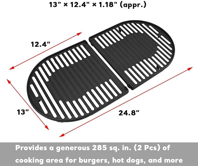 Uniflasy Cast Iron Grill Cooking Grates for Coleman Roadtrip Swaptop Grills LX LXE LXX, 2 Pack