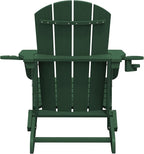 SERWALL Adirondack Chair with Cup Holders - Composite Adirondack Chairs Set of 2 HDPE Outdoor Chairs All Weather Use- Green